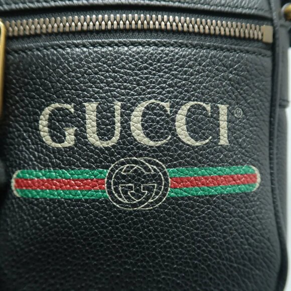 GUCCI Print Black Leather Shoulder Bag 801-012125 - Picture 9 of 12